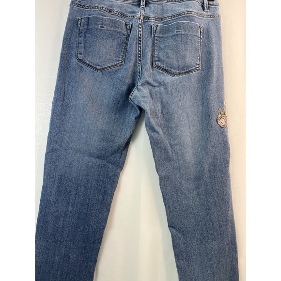 J.Jill Denim Weekender 4‎ Straight Leg Jeans Floral Embroidered Cottagecore Boho - Picture 10 of 14